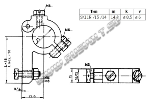 Чертеж крепежа SK11R /15/14 Mersen (Carbone Lorraine) Чертеж крепежа SK11R /15/14 Mersen (Carbone Lorraine)